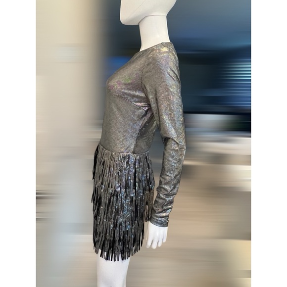 Peach love California metallic silver dress sz S M L - Picture 8 of 10